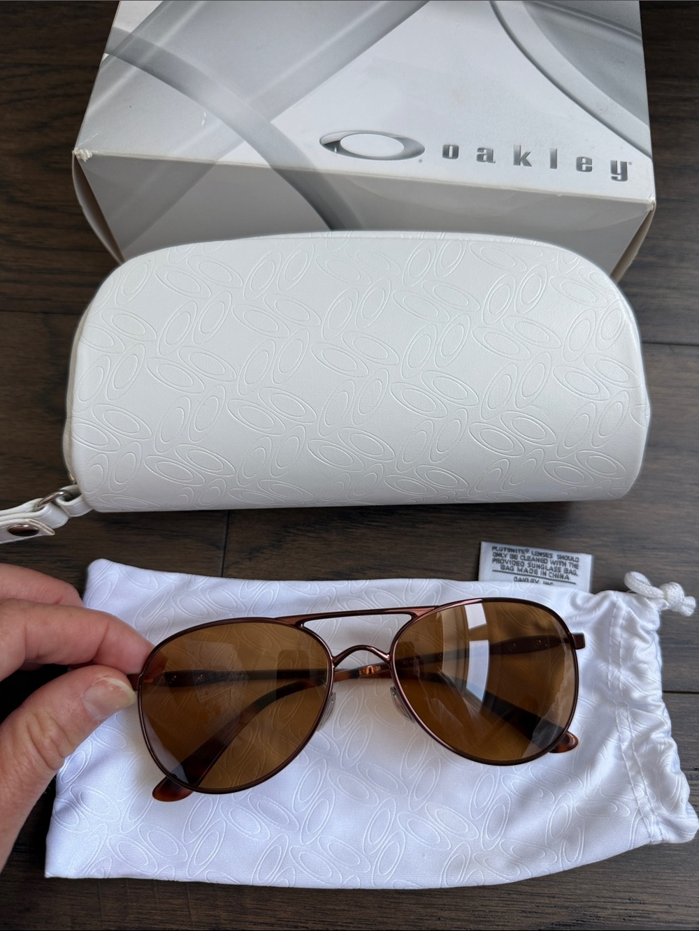 Oakley Given Brunnette w Bronze Brown Lens Metal Aviator Sunglasses - New in Box